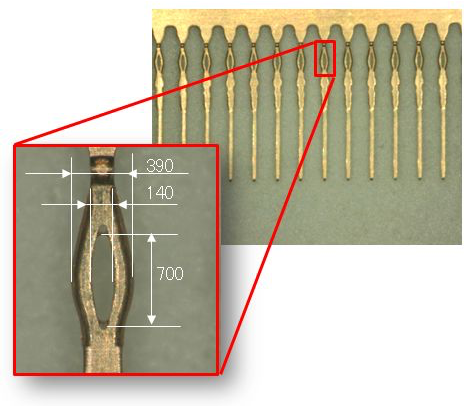 スルーホールφ0.3mmに挿入可能なプレスフィット端子